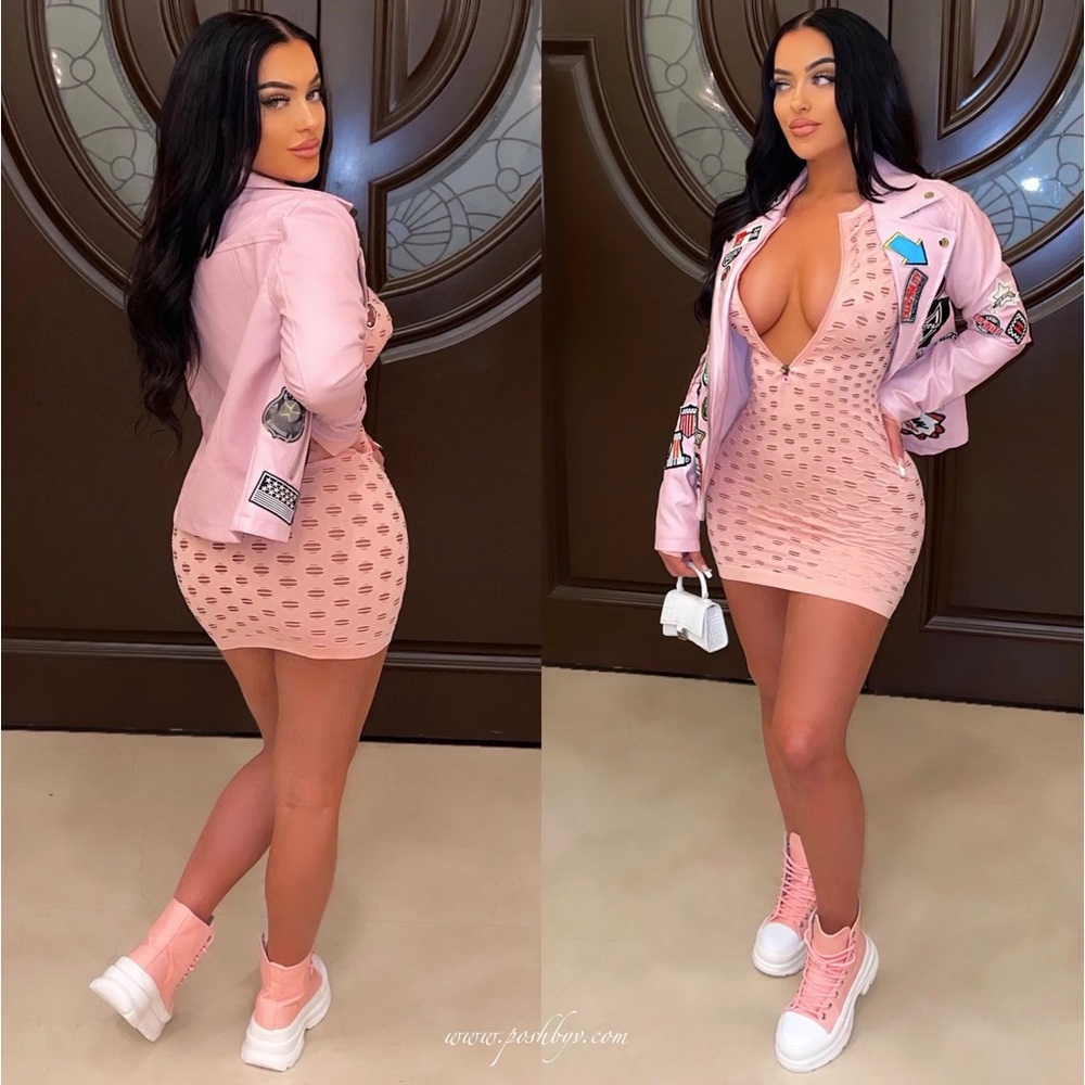 Motto jacket (Pink)